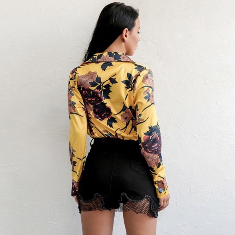 Floral Silk Bodysuit - Picture 4 of 8